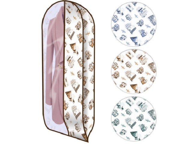 Чехол для одежды со вставкой ПУТЕШЕСТВИЯ размер 60*100*10см МТ70-135